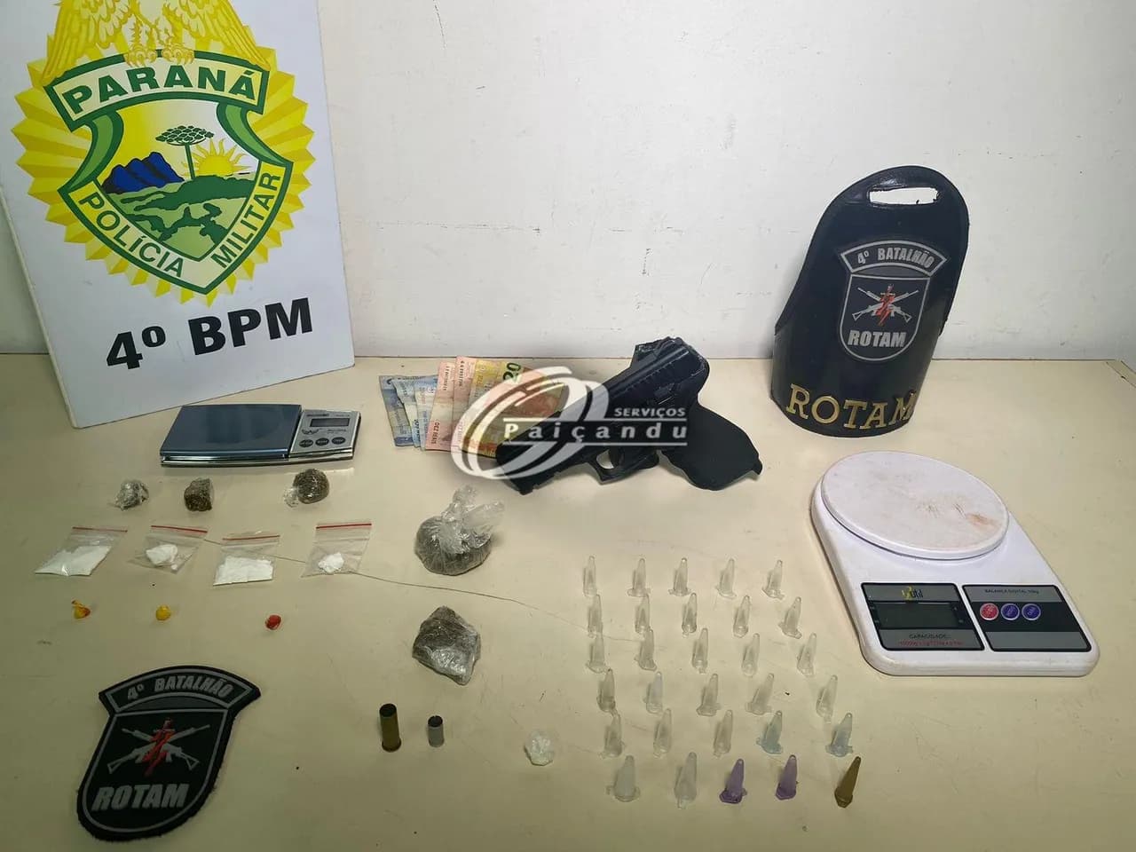 ROTAM de Paiçandu recupera moto furtada, apreende drogas e simulacro e duas pessoas são detidas