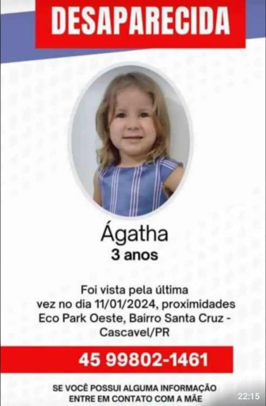 Criança de três anos é raptada por ocupantes de carro prata em Cascavel