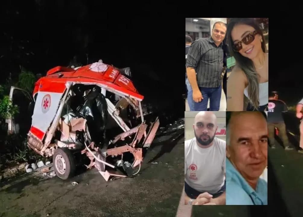 Luto no SAMU - Três socorristas e um paciente morrem em colisão frontal entre ambulância e um caminhão na região