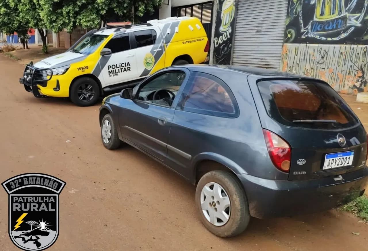 Veículo furtado em Maringá é recuperado pela Patrulha Rural em Paiçandu