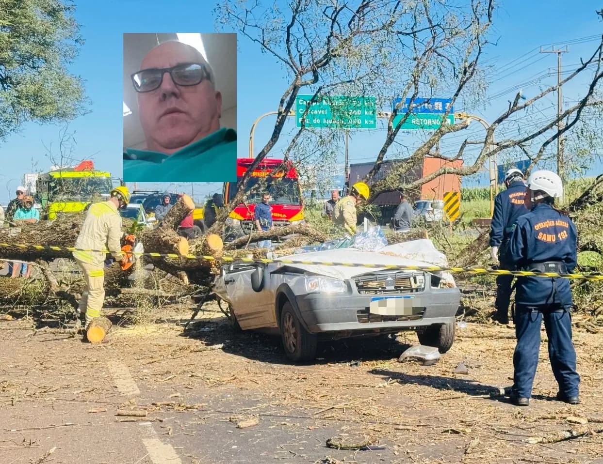 Tragédia - Motorista morre após ser atingido por árvore que caiu na rodovia, próximo ao aeroporto regional