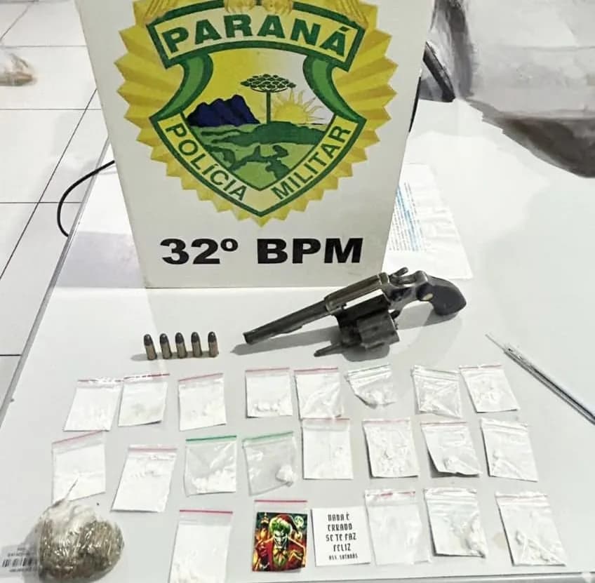 Jovem é preso por porte ilegal de arma e tráfico de drogas em Paiçandu