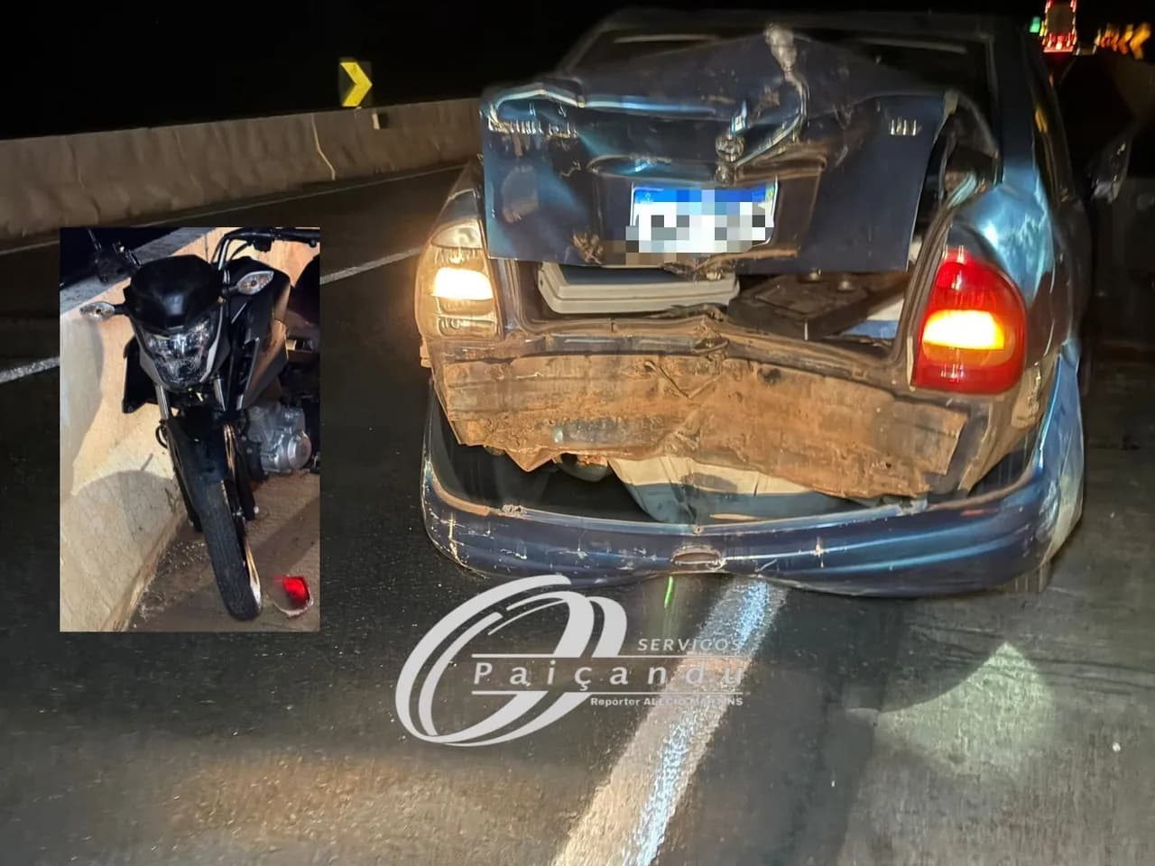 Motociclista fica ferido após colisão com carro de Paiçandu na ponte do Rio Ivaí, na PR-317