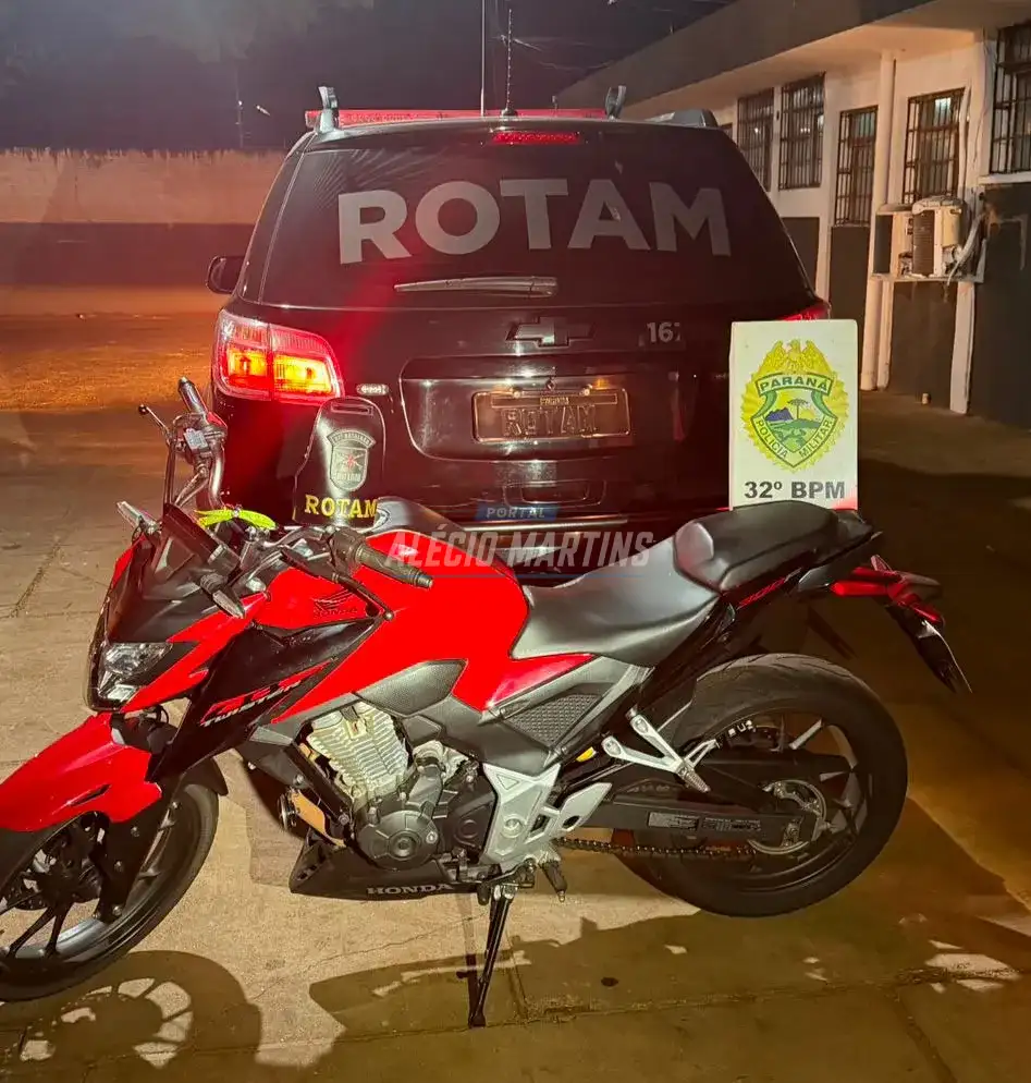 Motocicleta furtada e usada em tentativa de roubo é recuperada pela ROTAM em Sarandi