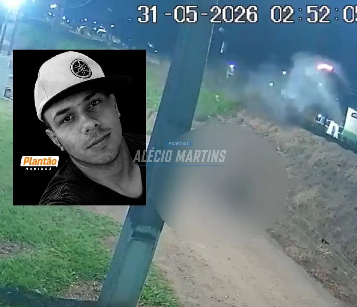 Câmera de segurança flagra acidente que matou motociclista na PR-317, em Maringá