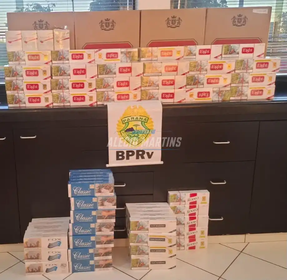 Contrabando de cigarros é apreendido durante abordagem policial na PR-323