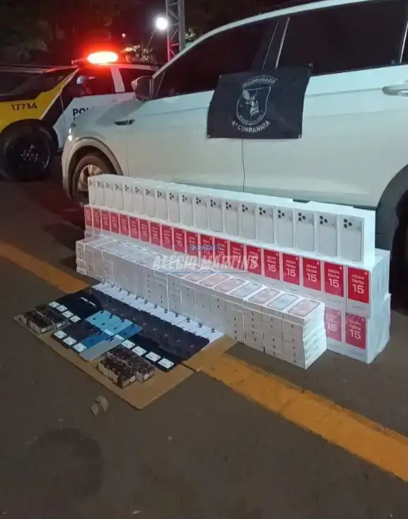 Mais de 400 celulares são apreendidos durante abordagem da Polícia Rodoviária na PR-323, em Doutor Camargo