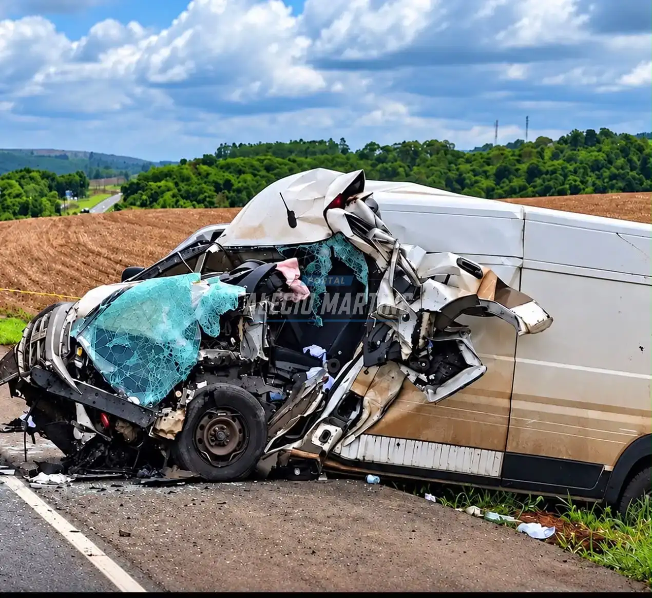 Motorista de van fica gravemente ferido após colisão com caminhão na PR-317, próximo ao Ody Park