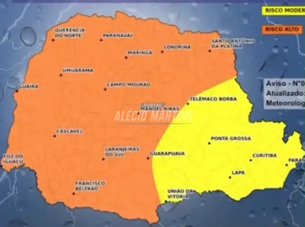 Paraná entra em alerta para temporais; Paiçandu, Maringá e região estão na área de risco