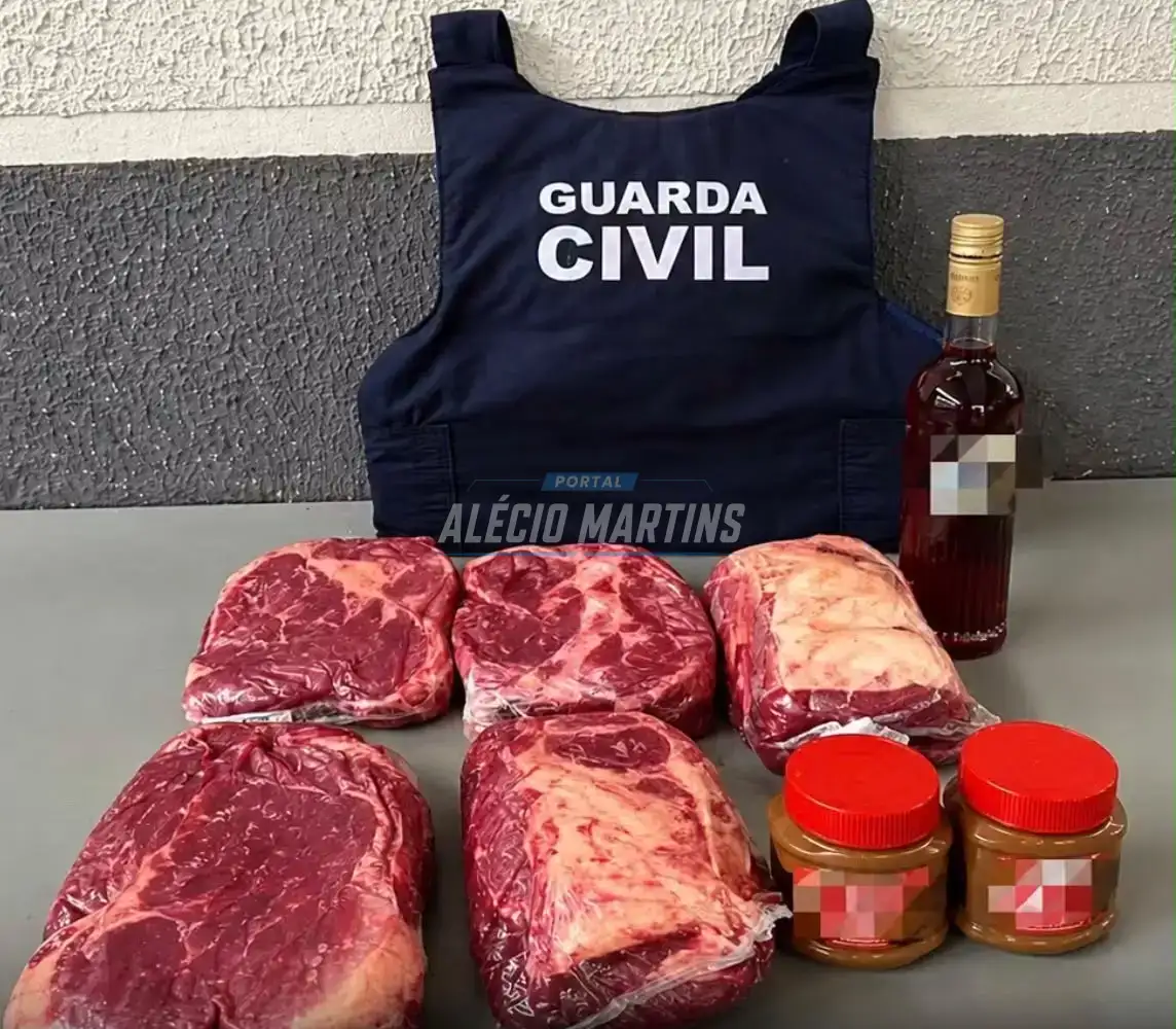 Homem é preso após tentar furtar carnes e outros produtos de supermercado no centro de Maringá