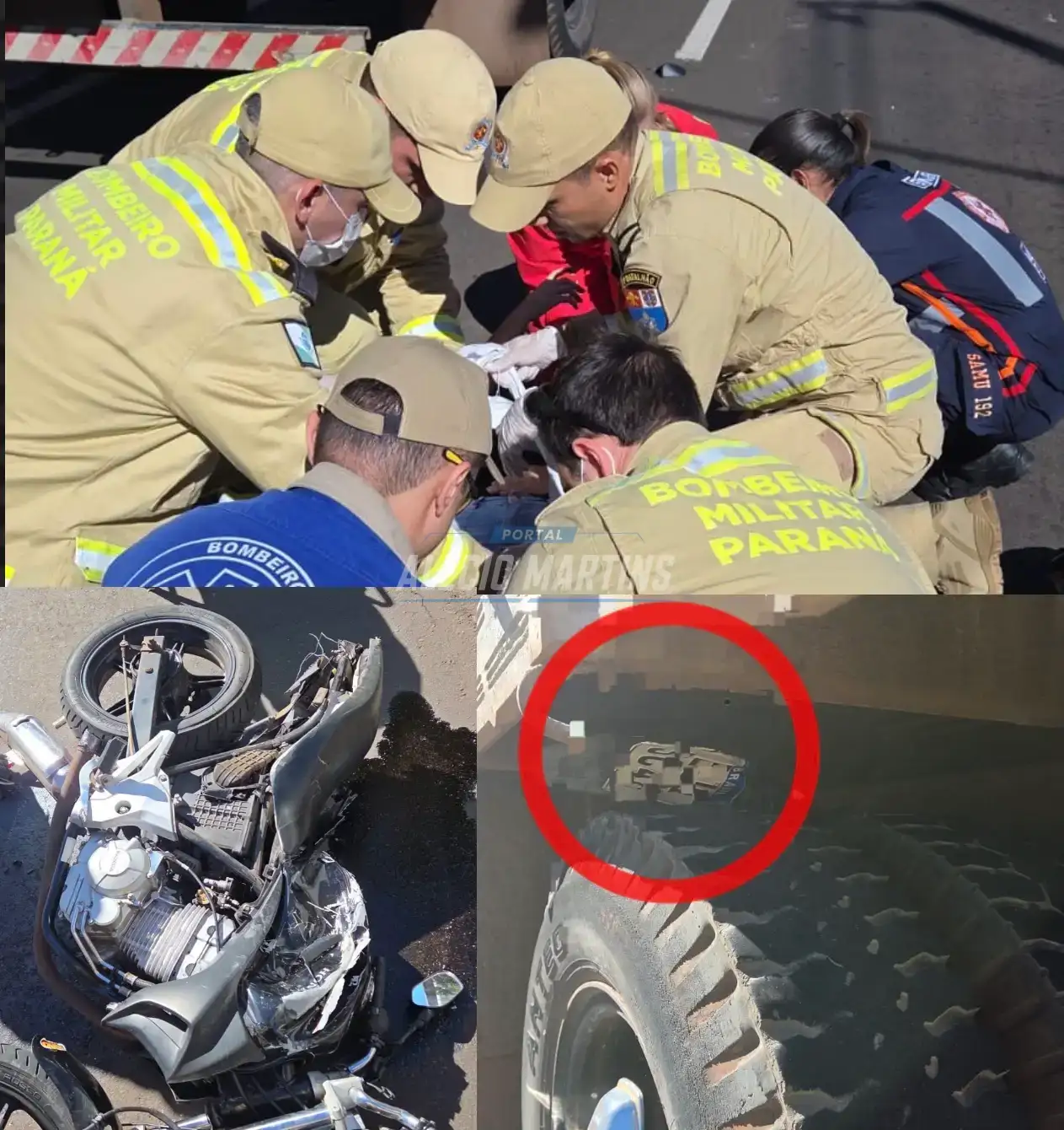Motociclista fica gravemente ferida após acidente com caminhão em Maringá