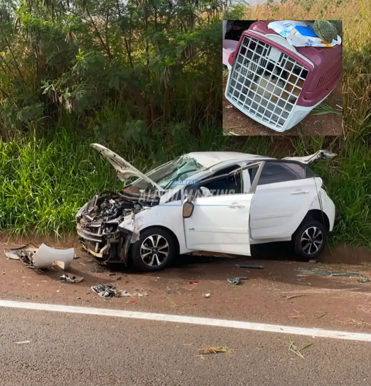 Carro capota na PR-323 em Paiçandu - Casal ferido seguia para Maringá para consultar pets