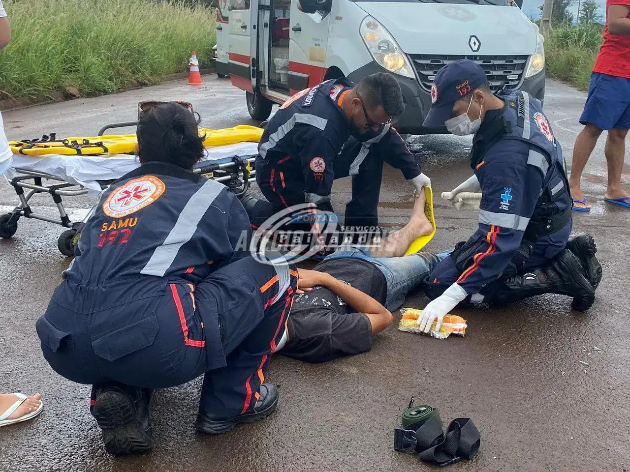 Motociclista fica ferido em acidente na Avenida Independência
