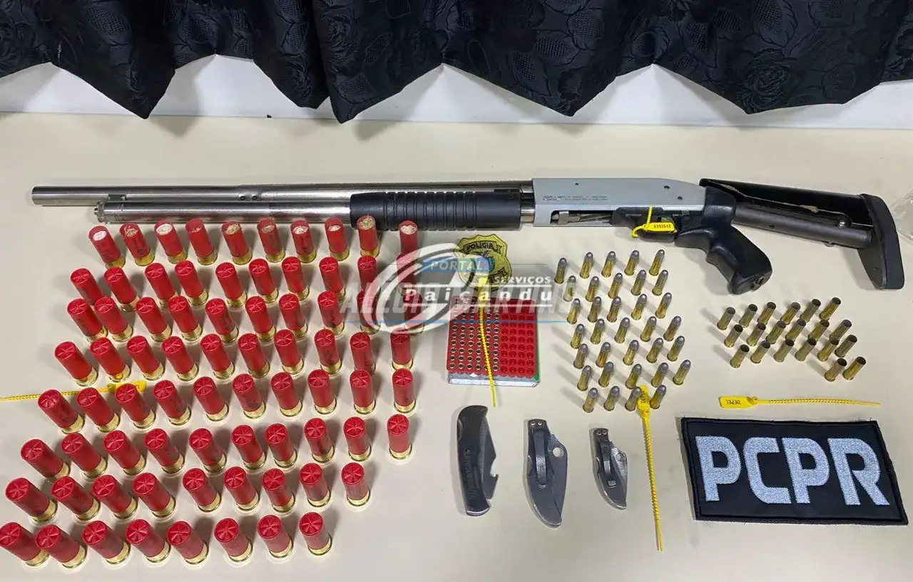 Violência doméstica resulta em apreensão de arsenal de munições e escopeta calibre 12 em Doutor Camargo