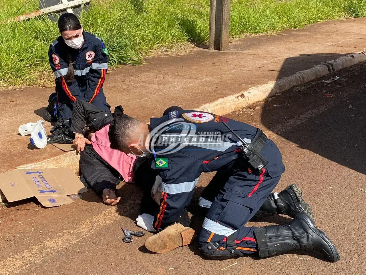 Duas pessoas ficam feridas após queda de moto na marginal da rodovia em Paiçandu