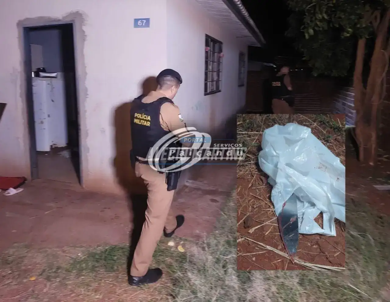Mulher é socorrida após ser esfaqueada pelo ex marido em Sarandi