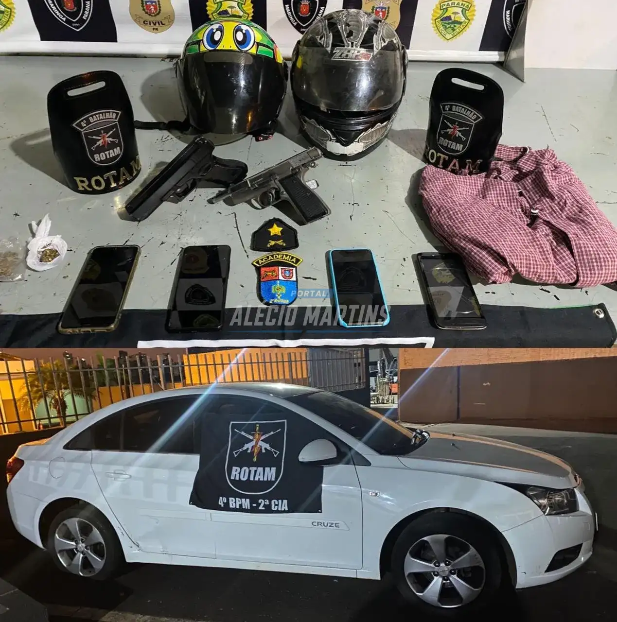 ROTAM de Paiçandu recupera carro roubado de trabalhador em Maringá. Quatro pessoas foram presas