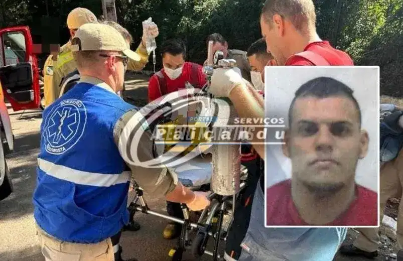 Motociclista é intubado após bater moto contra poste em Maringá. A vítima estava a caminho do trabalho quando ocorreu o acidente