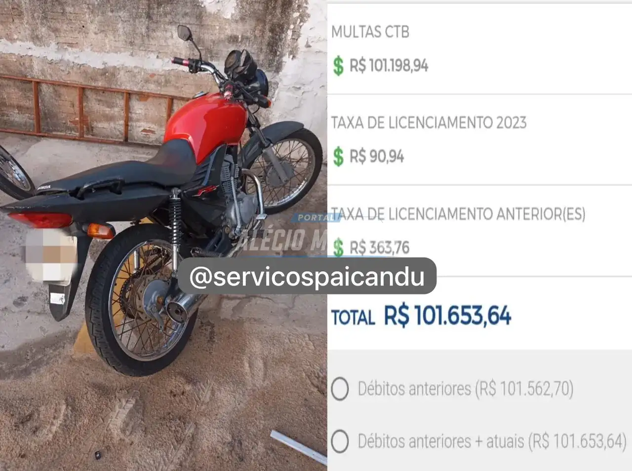 Moto com mais de 100 mil reais em multas é apreendida pela PM em Paiçandu