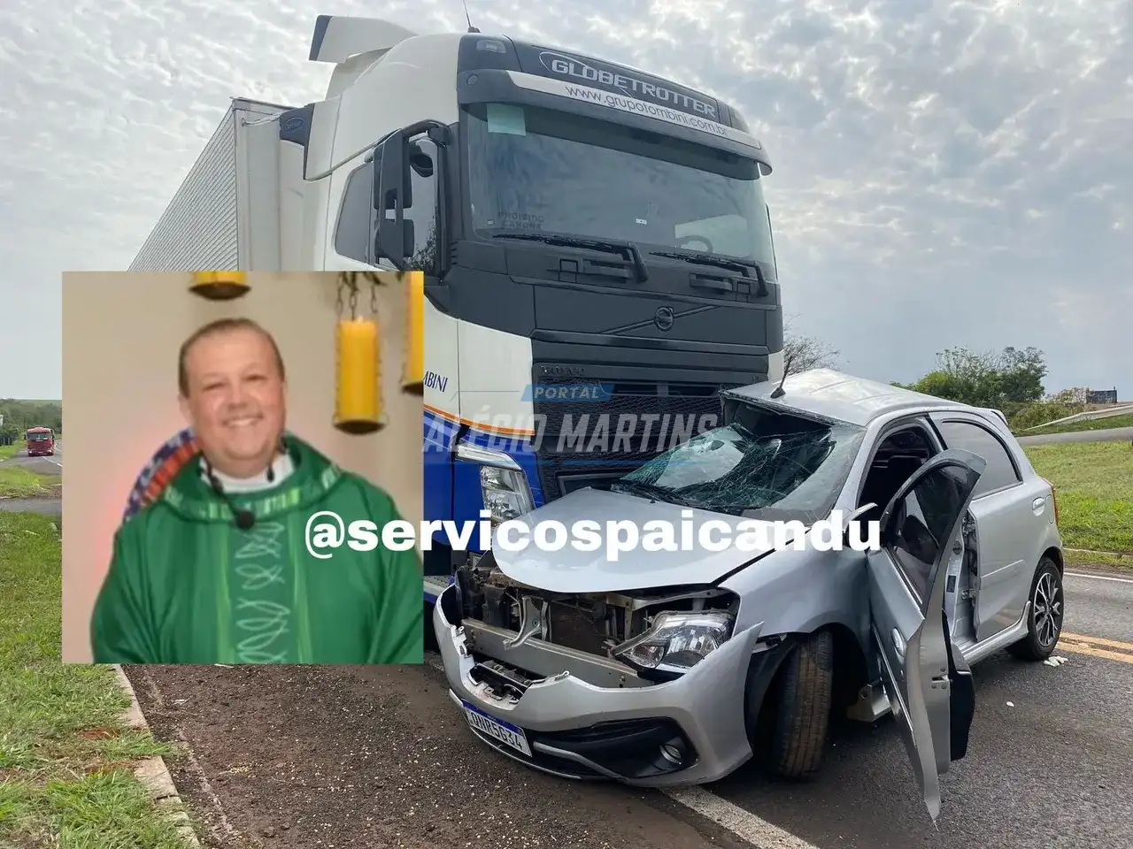Padre de Ivatuba é intubado após colisão violenta entre carro e carreta na PR-323