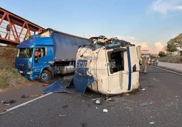 Colisão violenta entre caminhões deixa duas pessoas feridas no Contorno Norte