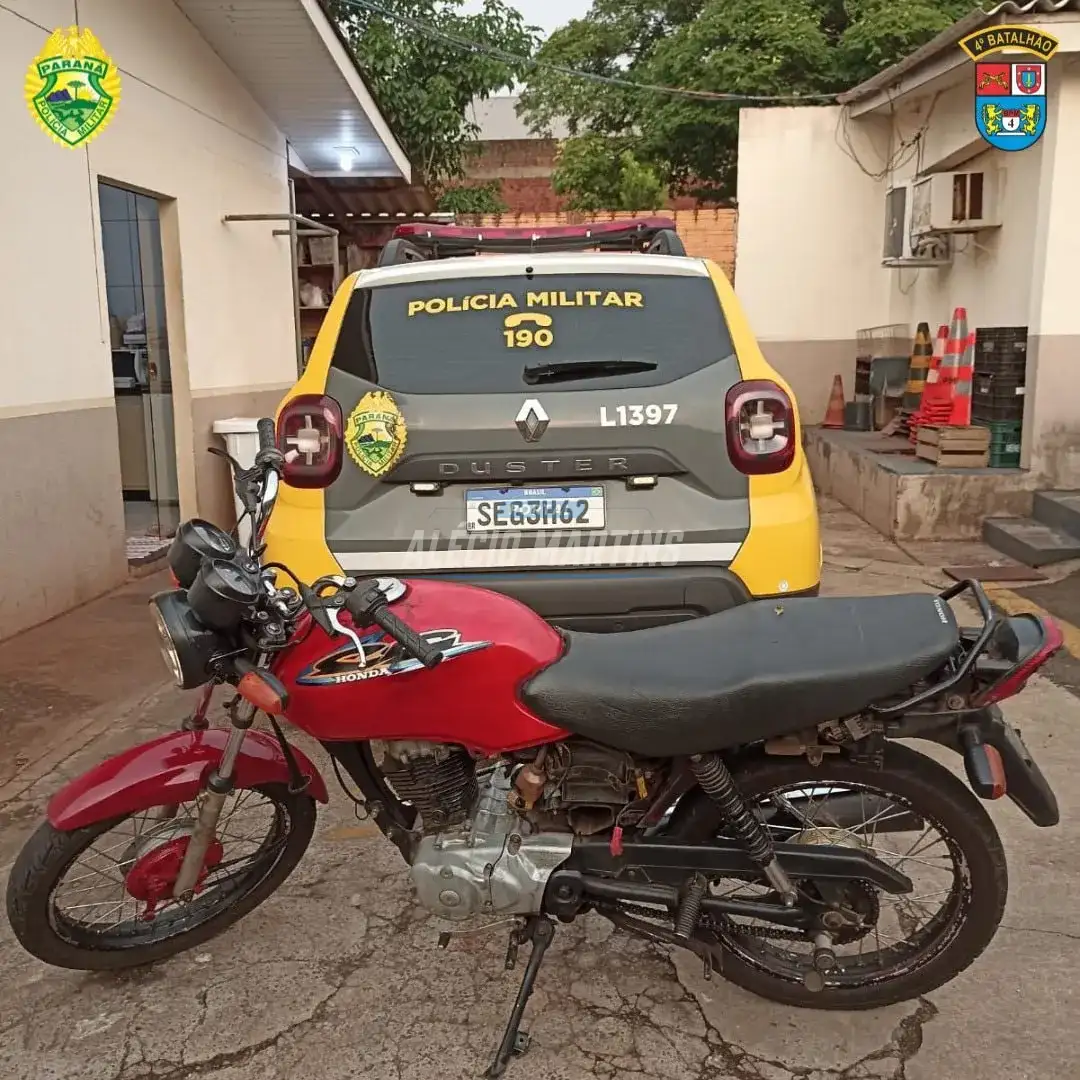 Em abordagem polícia militar de Paiçandu recupera moto furtada