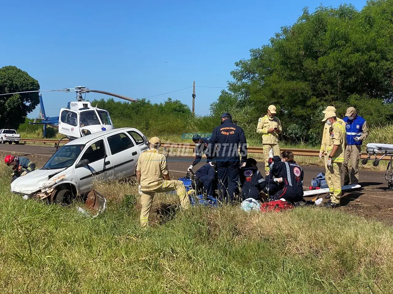 Motorista é socorrido em estado grave após ser ejetado de veículo em acidente na rodovia em Paiçandu
