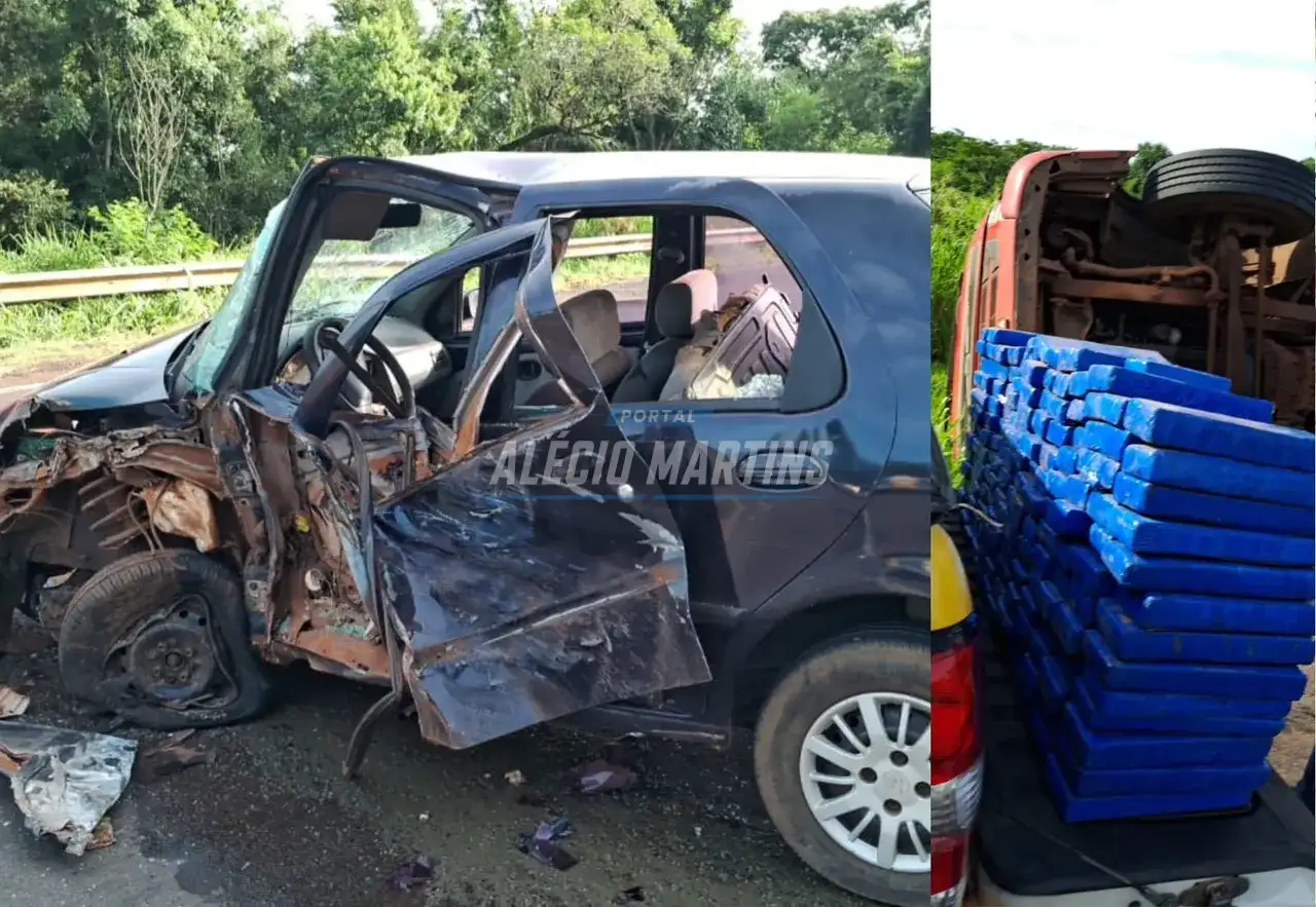 Motorista transportando mais 100kg de maconha se envolve em acidente na PR-323 em Doutor Camargo