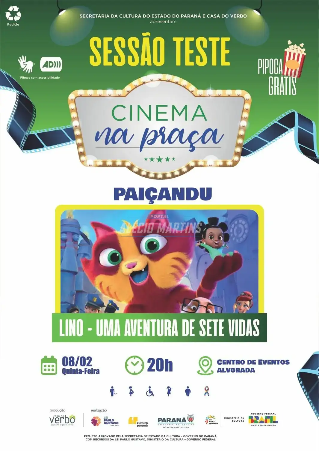 Paiçandu vai ter sessão gratuita de Cinema na Praça nesta quinta.