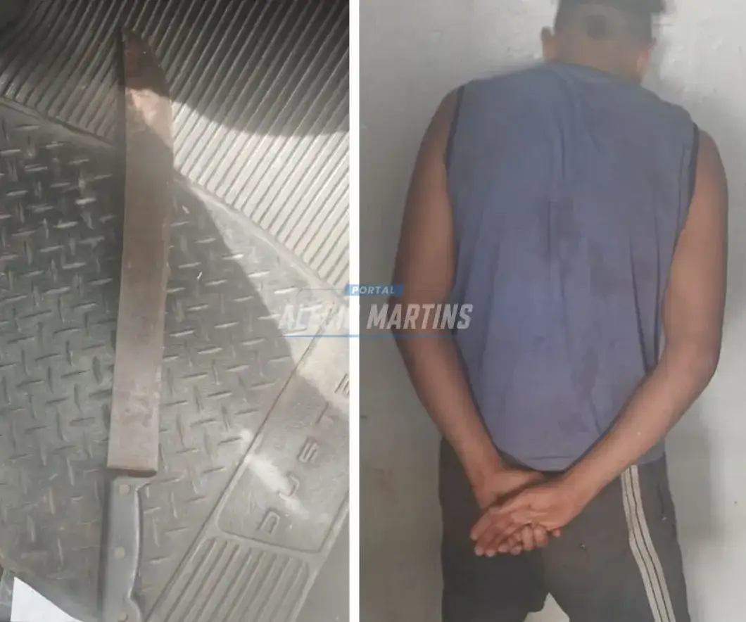 Homem armado de facão é preso após ameaçar policiais durante abordagem em Paiçandu