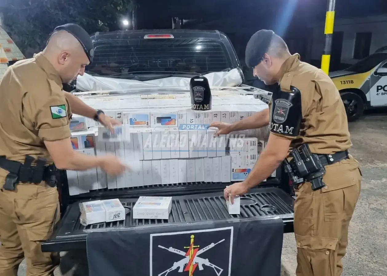 ROTAM de Paiçandu apreende carga de celular avaliada em R$ 1,5 milhões