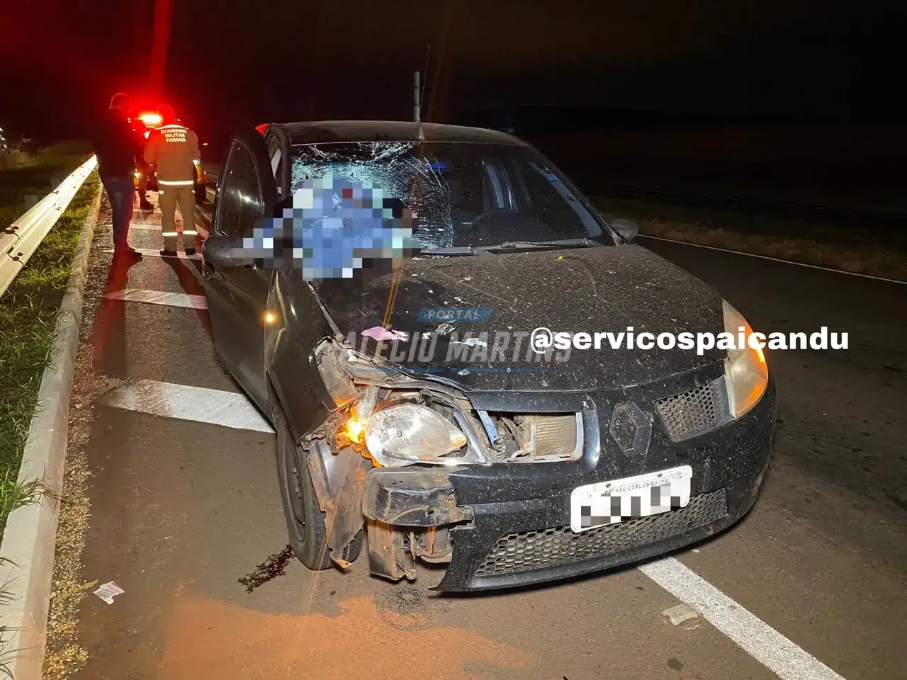 Corpo vai parar dentro de automóvel após atropelamento fatal na rodovia em Paiçandu