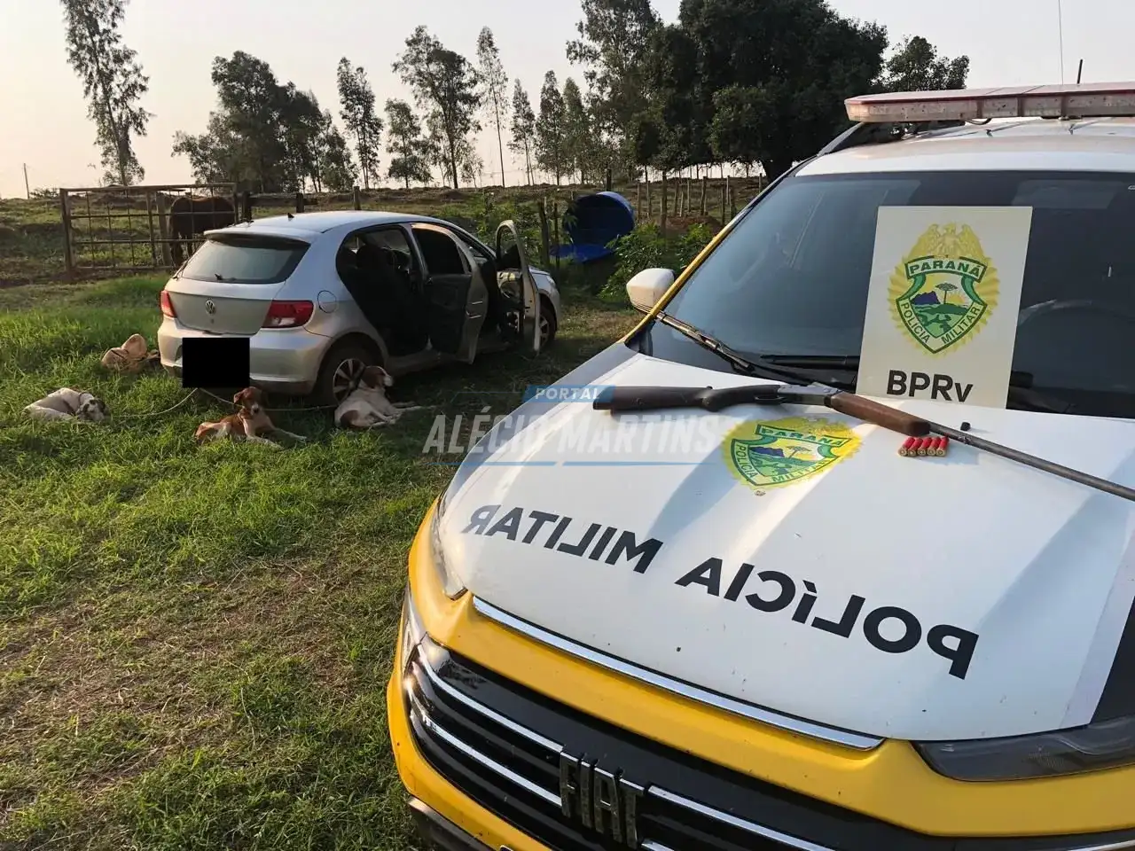 Perseguição policial que se iniciou na PR-323 termina em prisão por porte ilegal de arma de fogo e maus tratos de animais