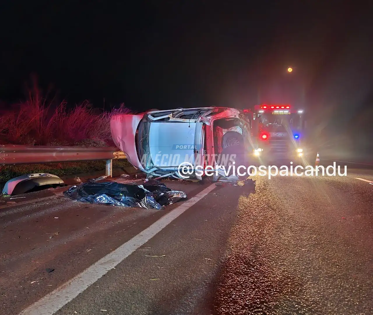 Óbito na 323 - Homem morre e outros dois são socorridos após capotamento de veículo na rodovia entre Paiçandu e Água Boa