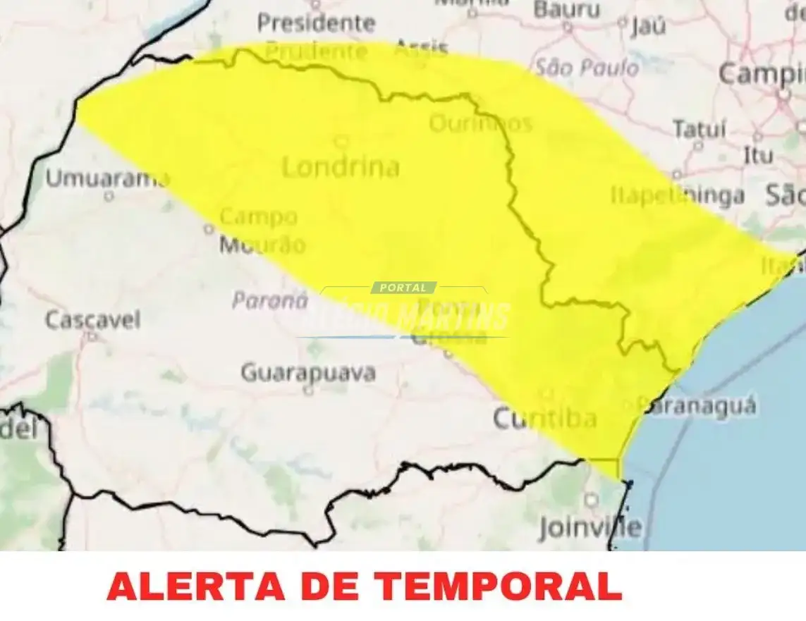 Alerta amarelo de tempestade para Paiçandu e região