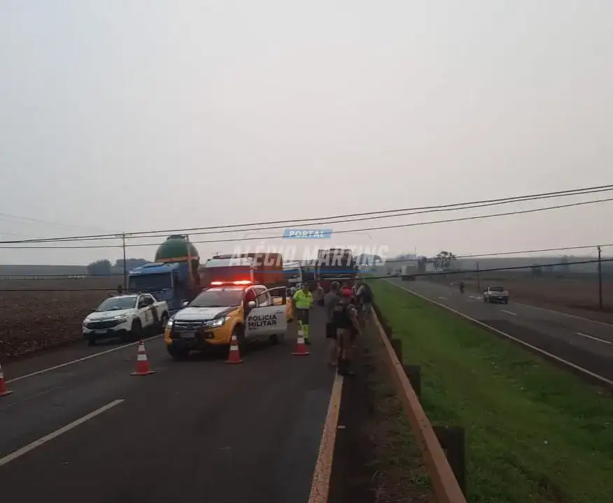 Devido temporal fio de alta tensão cai e parte da rodovia entre Maringá e Floresta precisou ser interditada