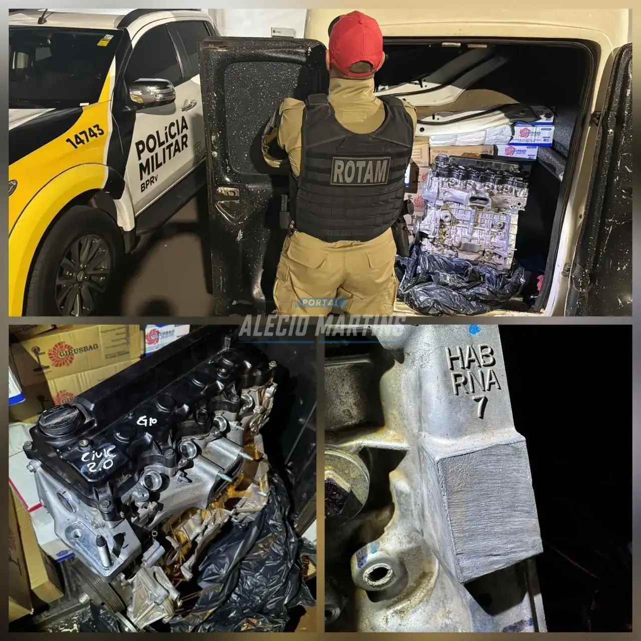 Bloco de motor adulterado é apreendido pela ROTAM na PR-323