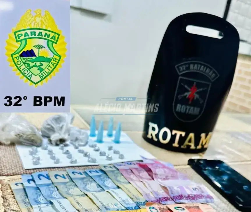 Jovem que estava comercializando drogas em bar de Paiçandu é preso pela ROTAM