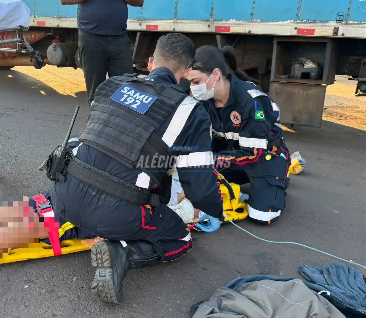 Estudante é socorrido em estado grave após ser atropelado na marginal da rodovia em Paiçandu