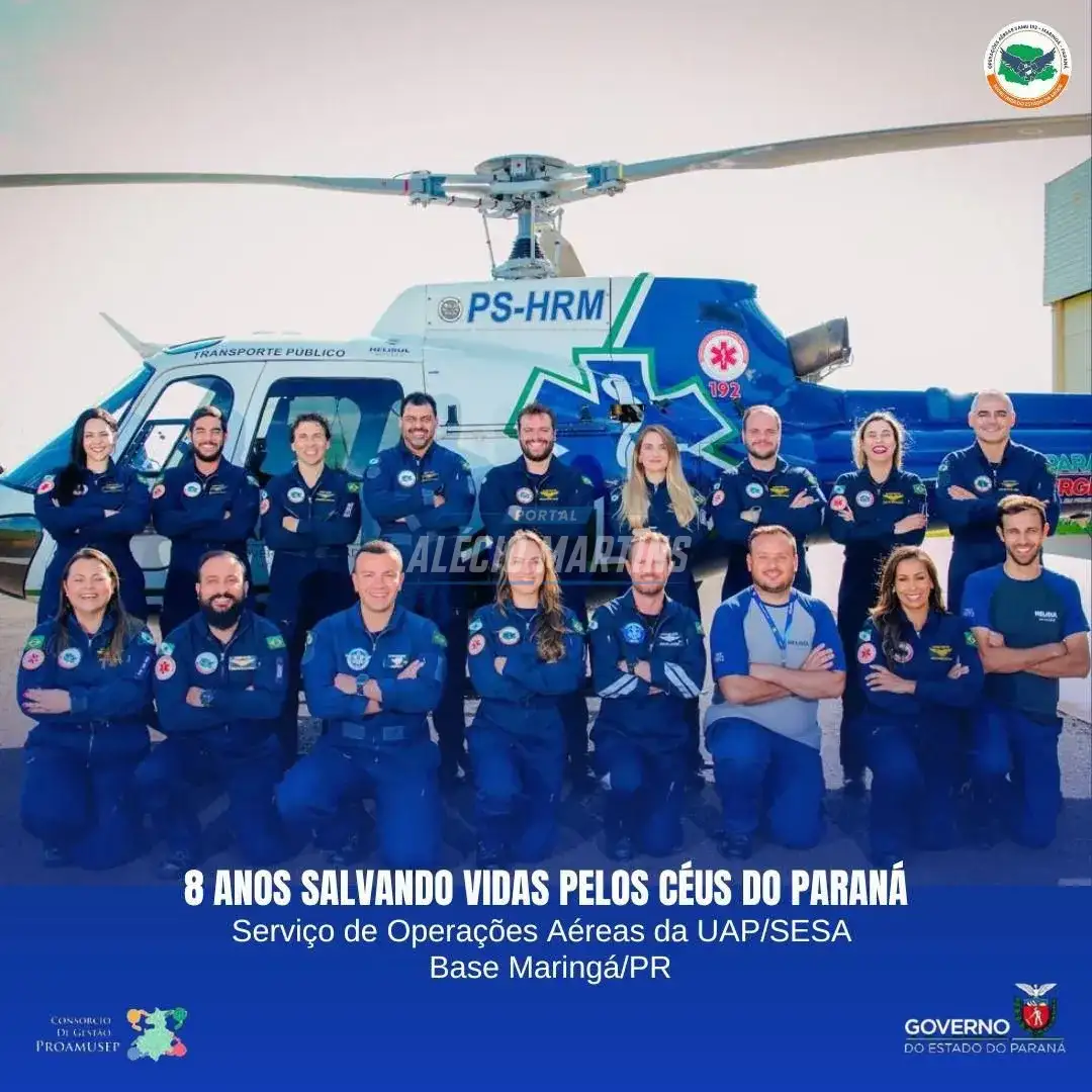 Data mais que importante - SAMU a 8 anos salvando vidas pelos céus de Maringá e região.
