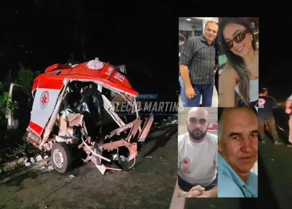 Luto no SAMU - Três socorristas e um paciente morrem em colisão frontal entre ambulância e um caminhão na região