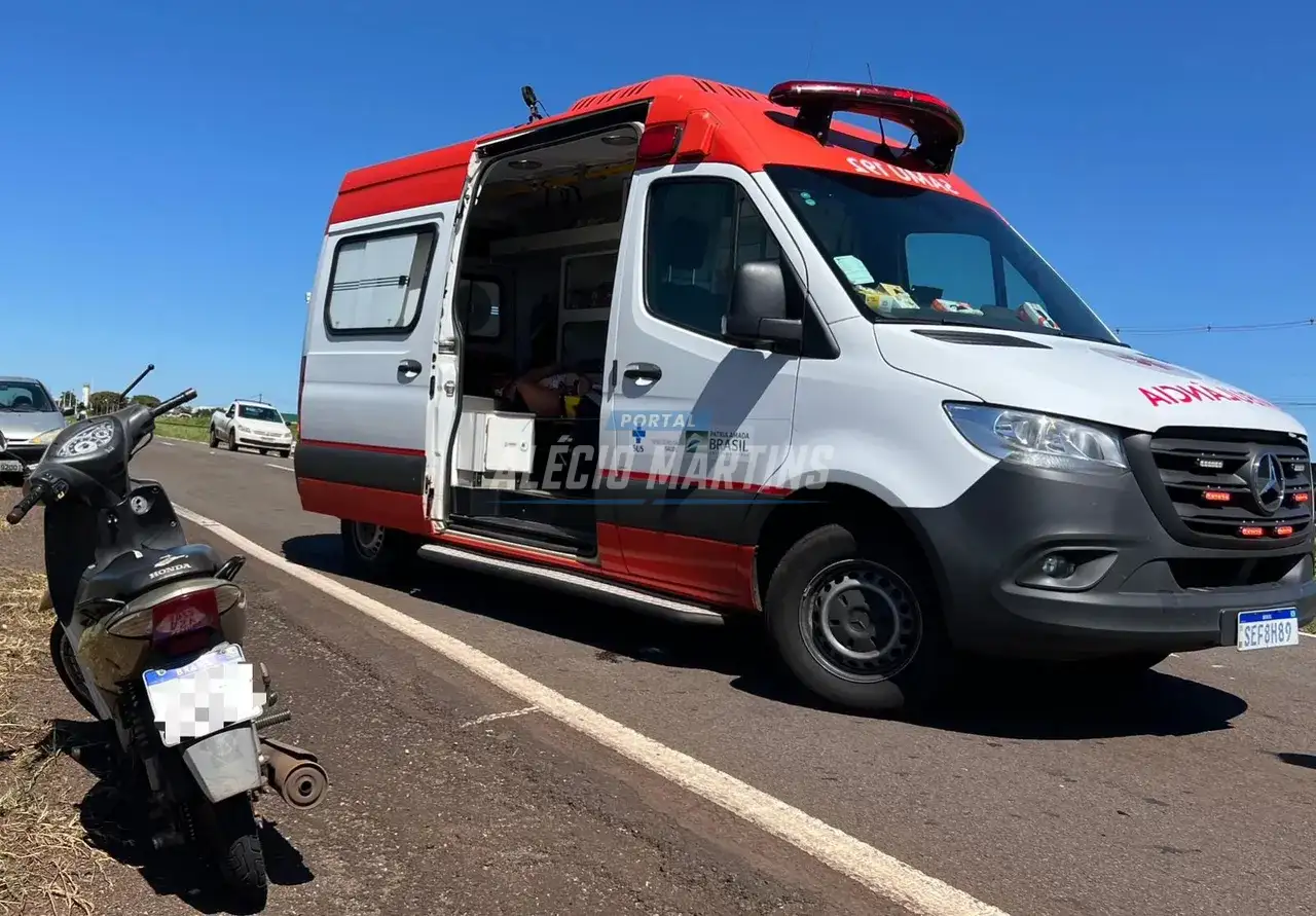 Pneu de moto estoura e casal sofre queda na rodovia em Paiçandu
