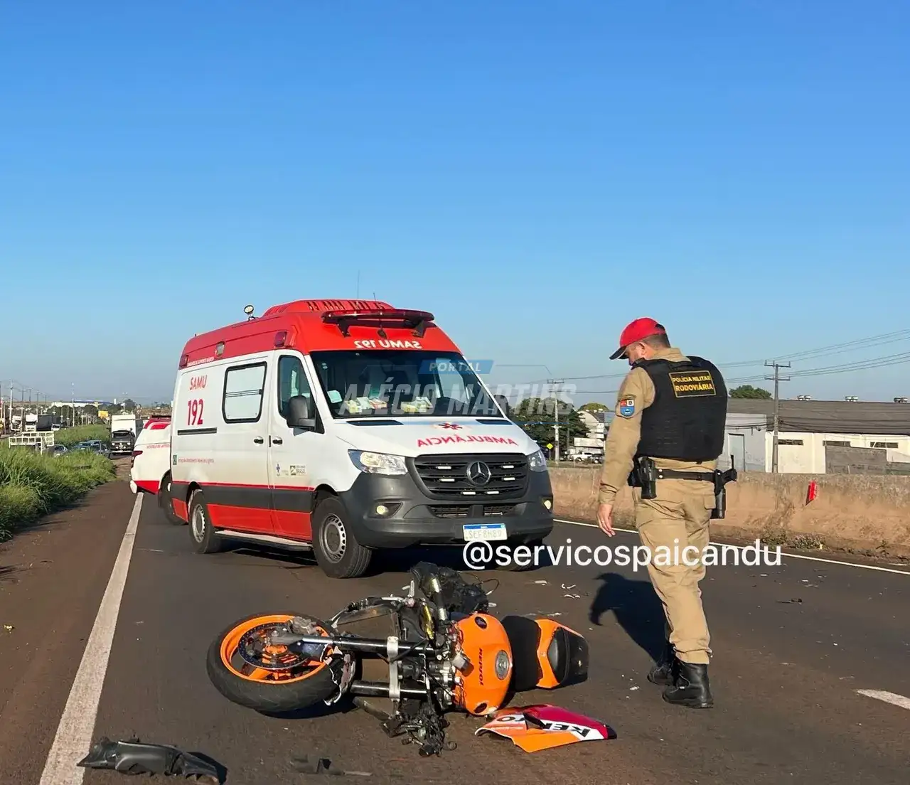 Motociclista fica gravemente ferido em colisão traseira na PR-323, em Paiçandu