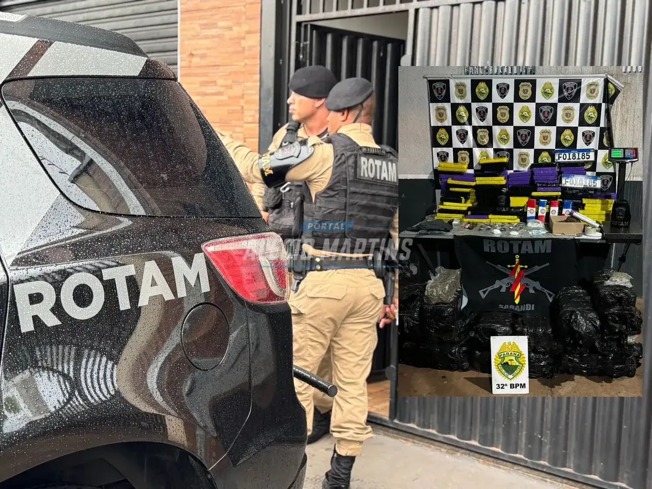 ROTAM apreende quase 300kgs de drogas em residência em Paiçandu. Um casal foi preso