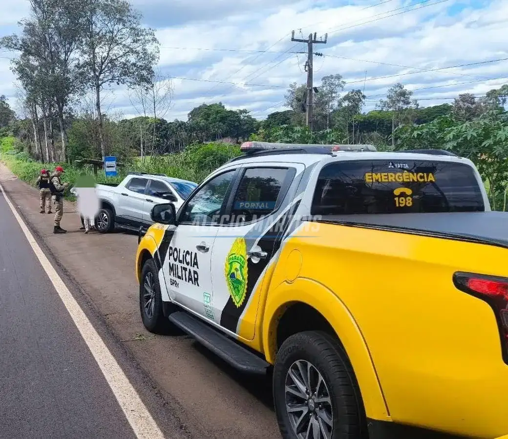 Motociclista fica ferido ao colidir com caminhonete na PR-323
