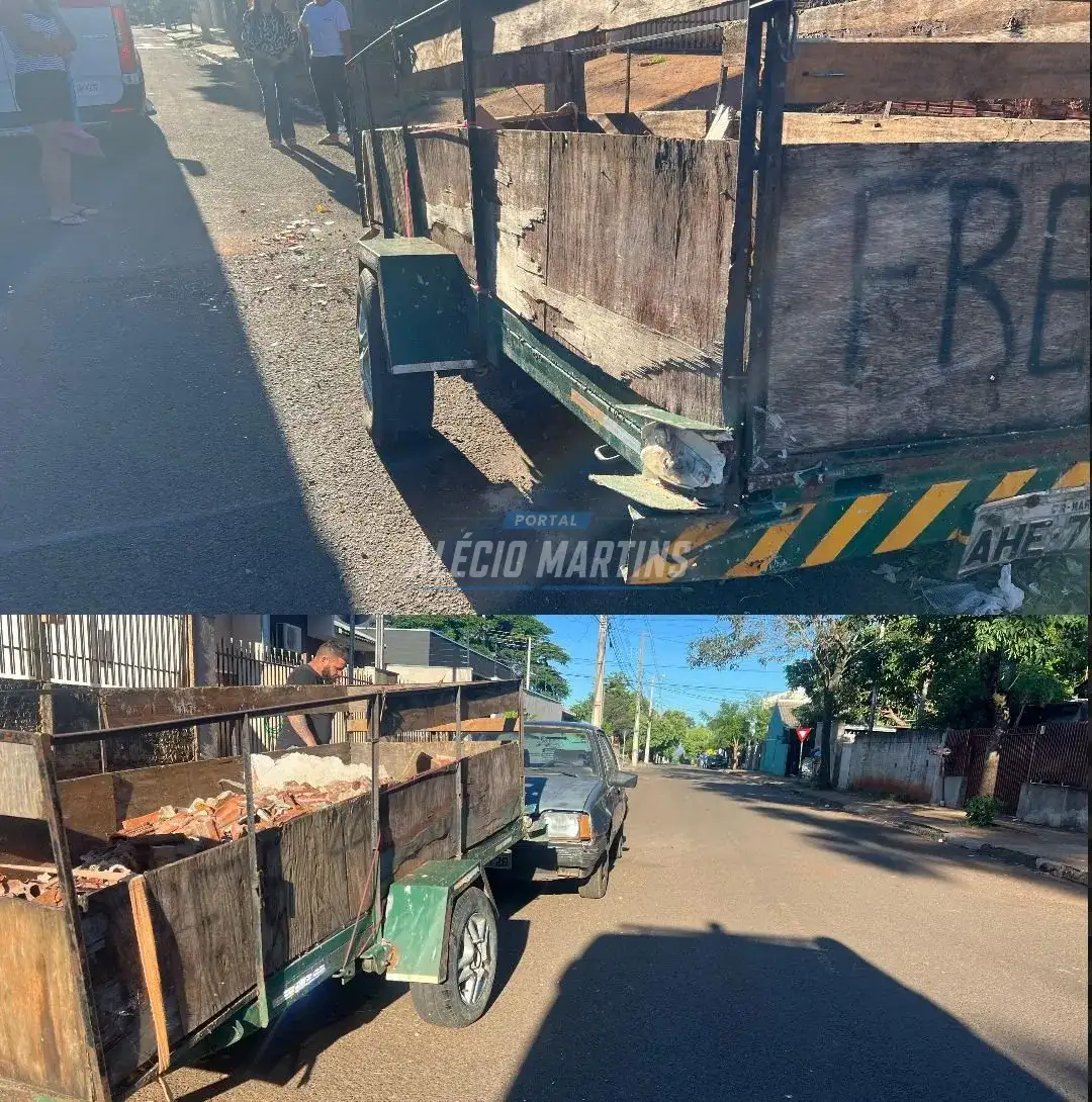 Criança de 11 anos é prensada entre carretinha e poste a caminho da escola em Paiçandu
