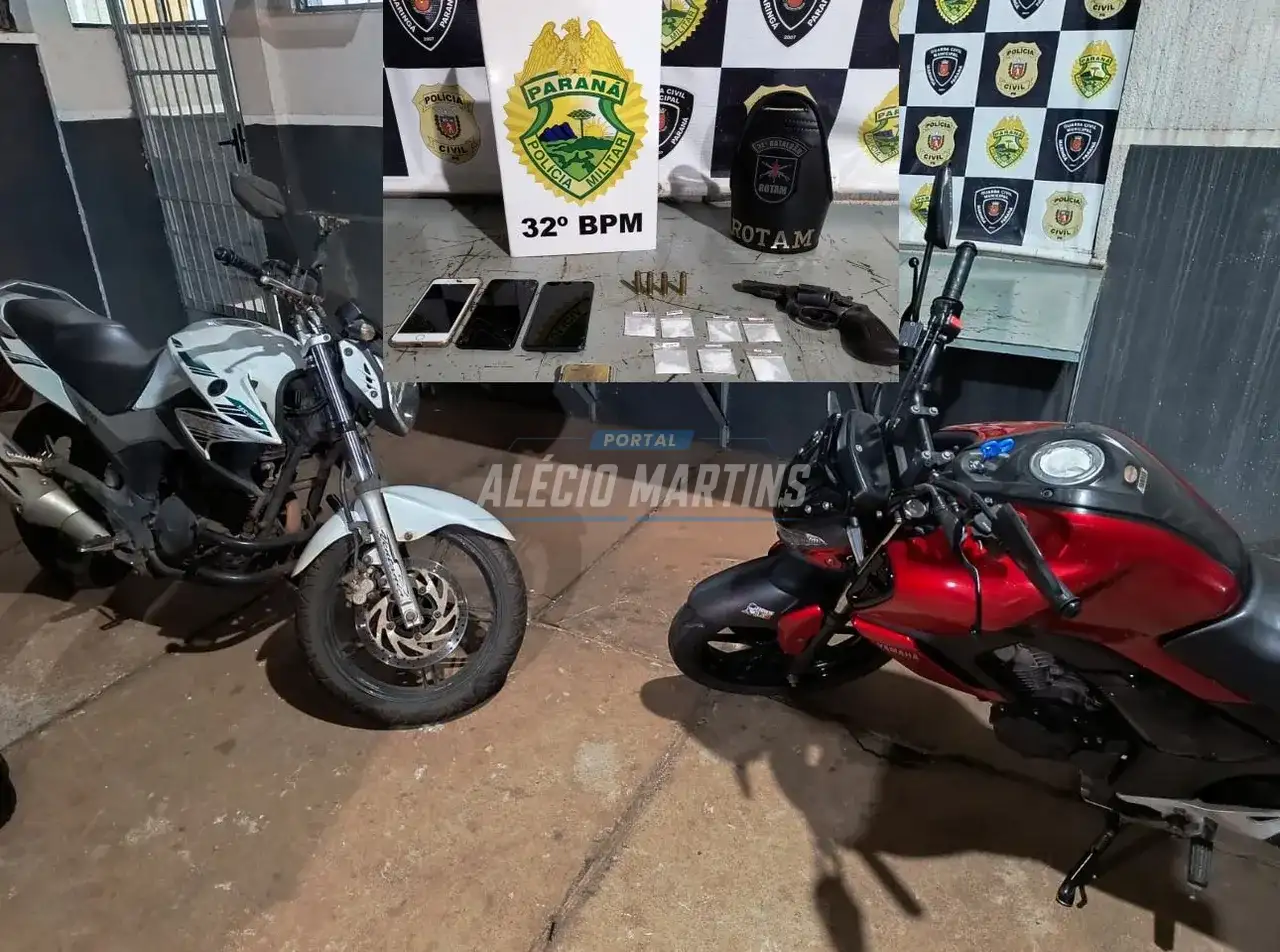 Após abordagem em Paiçandu, ROTAM apreende adolescentes, motos furtadas, drogas e arma em Maringá