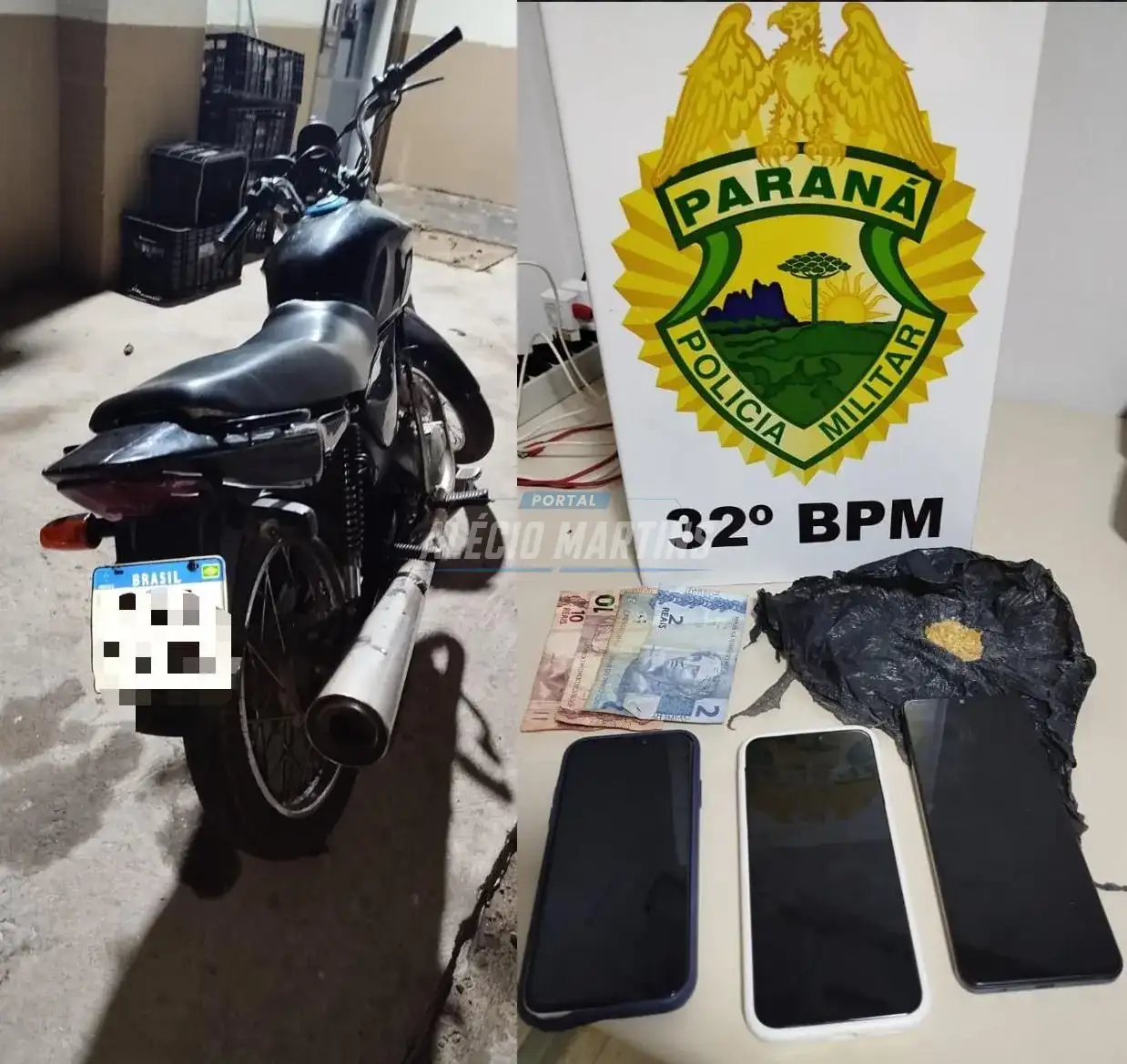 Policia Militar recupera moto furtada de entregador e apreende drogas no Jardim Itaipu