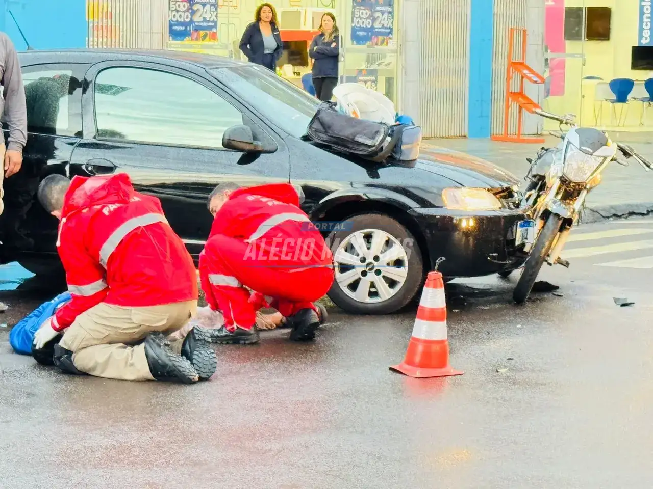 Avanço de preferencial provoca acidente e deixa motociclista ferido em Paiçandu