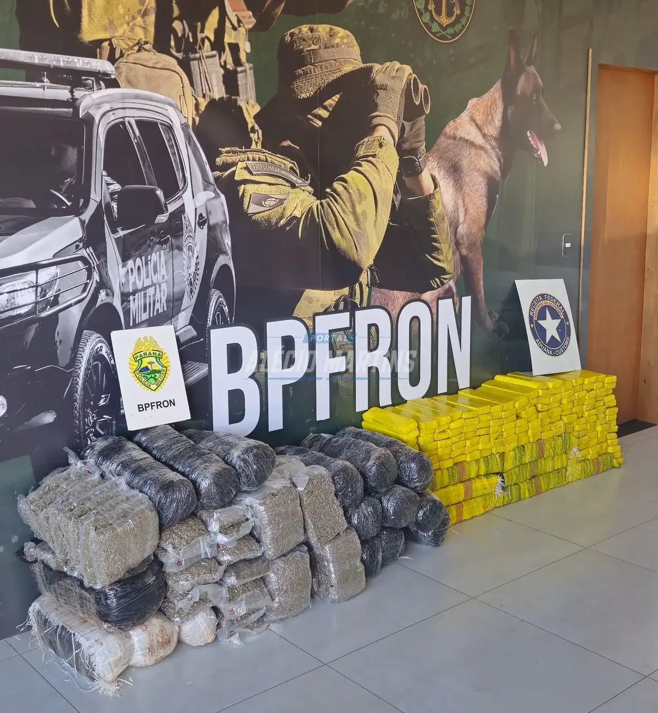 Mais de 270 kg de maconha e carro roubado são apreendidos na PR-323; três são presos